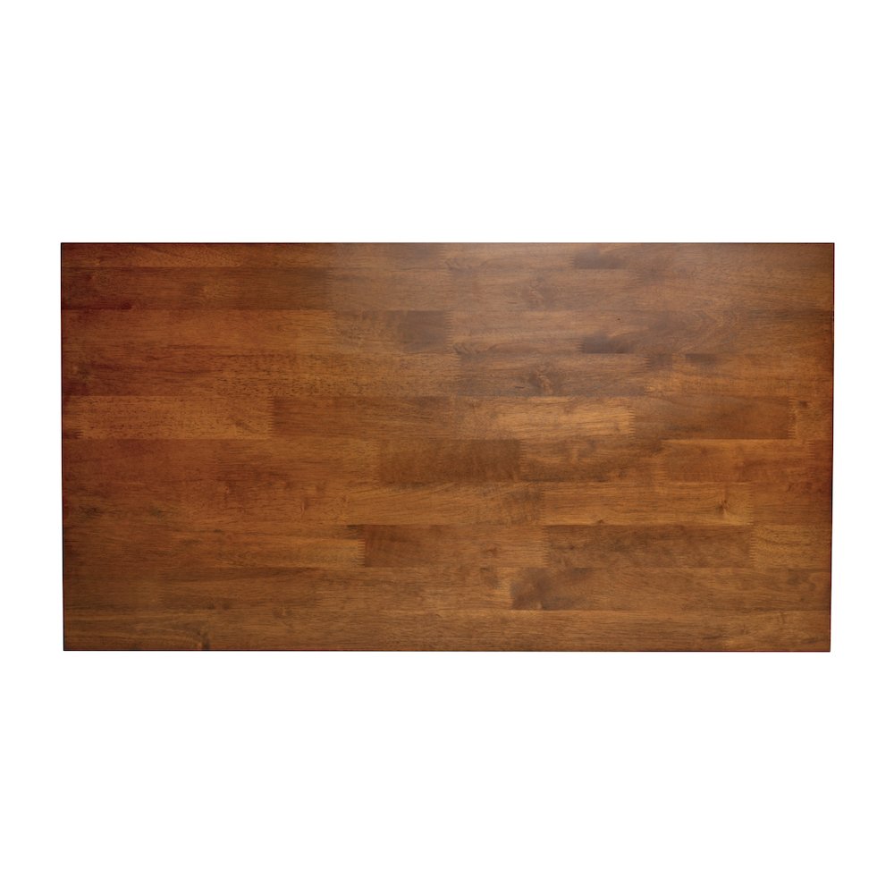 Eli Solid Wood Farmhouse Coffee Table, Trestle Style Accent Table in Walnut. Picture 10