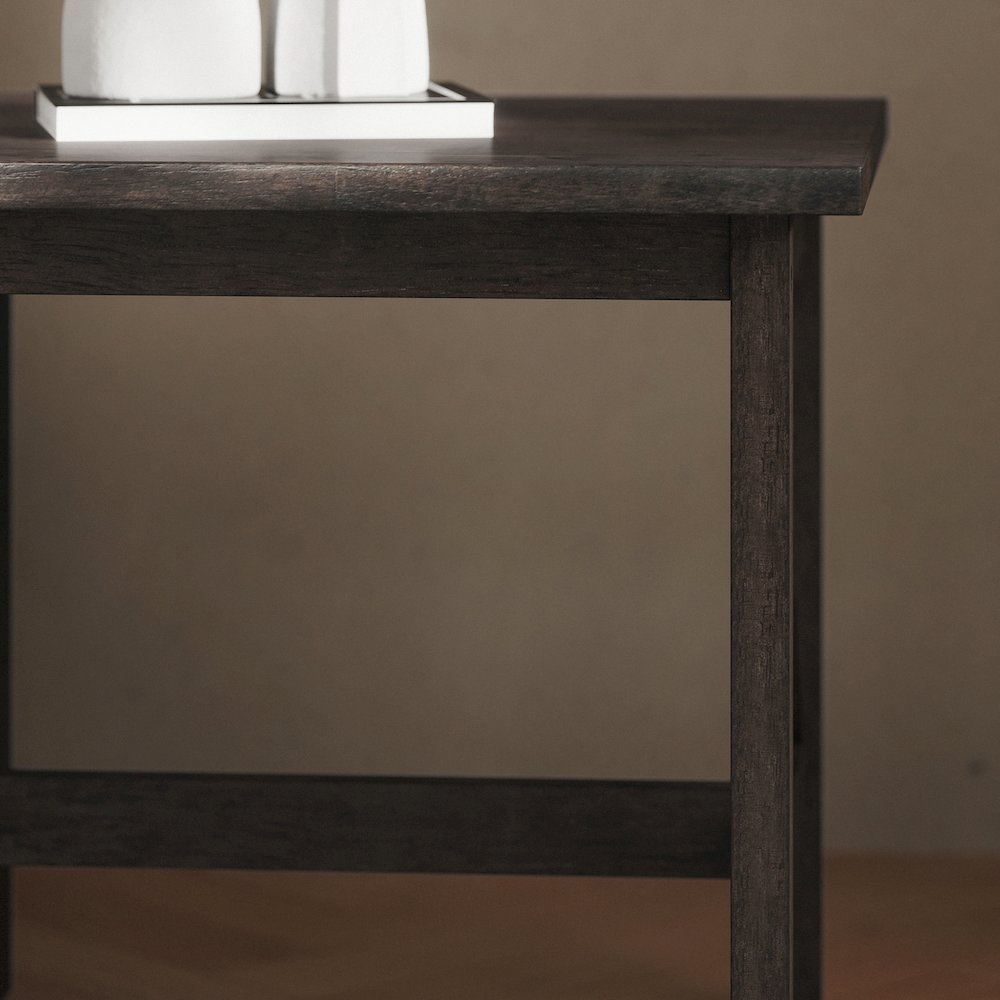 Farmhouse Style Solid Wood End Table with Traditional X-Frame Design, Dark Gray. Picture 7