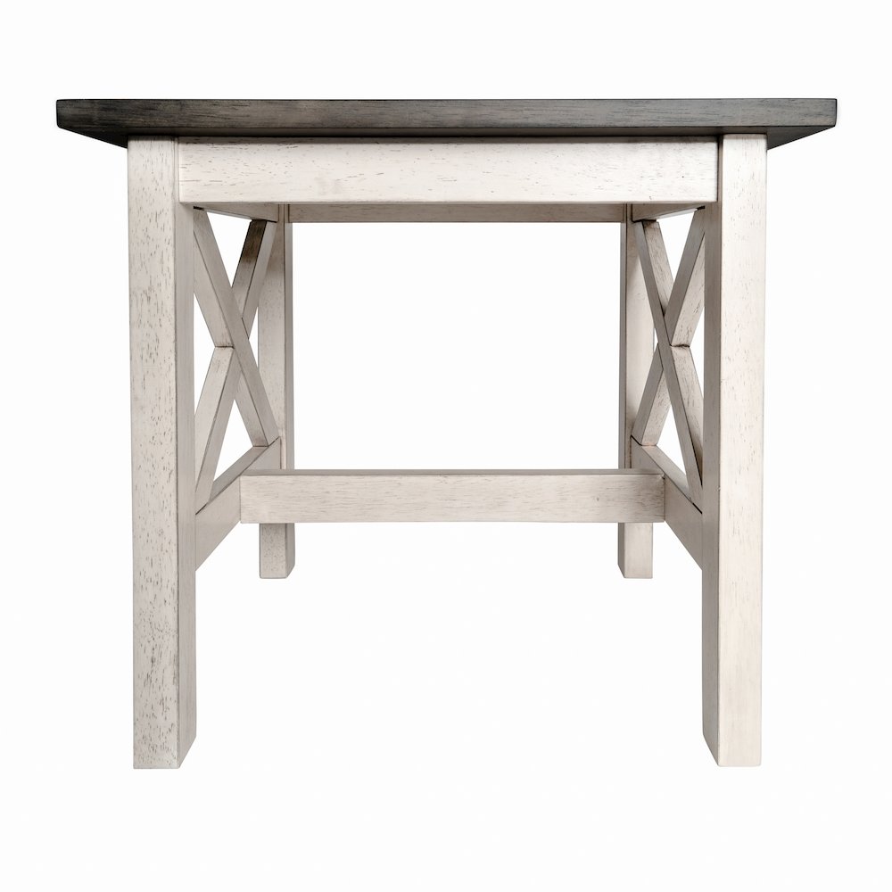 End Table with X-Frame Design, Acacia Gray Top/Rustic White Frame. Picture 9