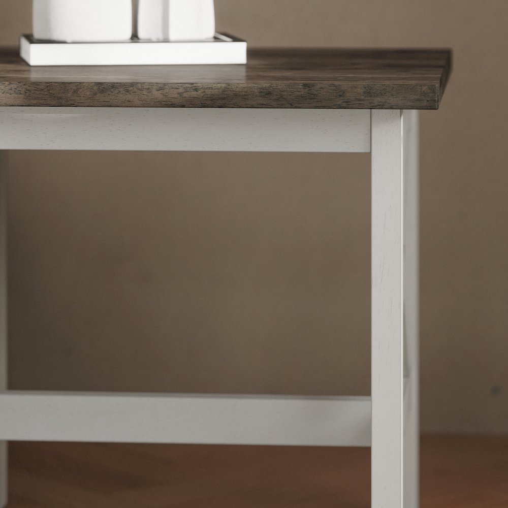 End Table with X-Frame Design, Acacia Gray Top/Rustic White Frame. Picture 7