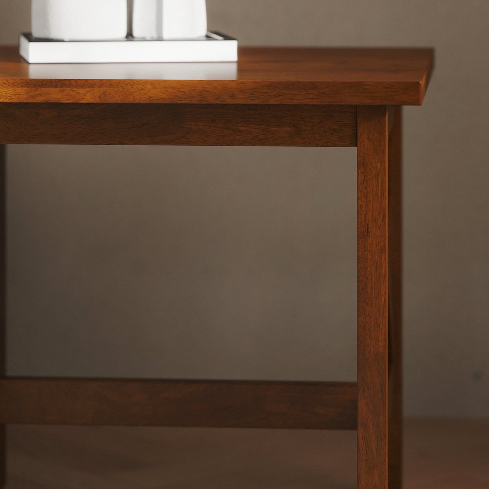 Farmhouse Style Solid Wood End Table with Traditional X-Frame Design in Walnut. Picture 7