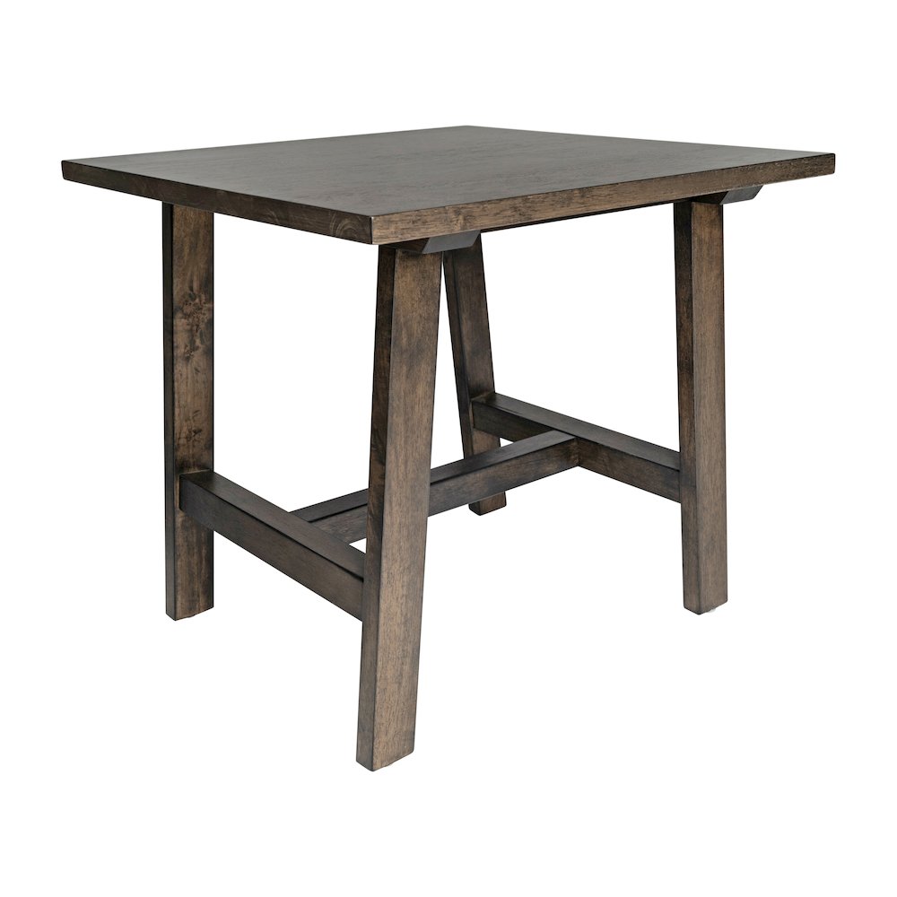Eli Solid Wood Farmhouse End Table, Trestle Style Accent Table in Dark Gray. Picture 1