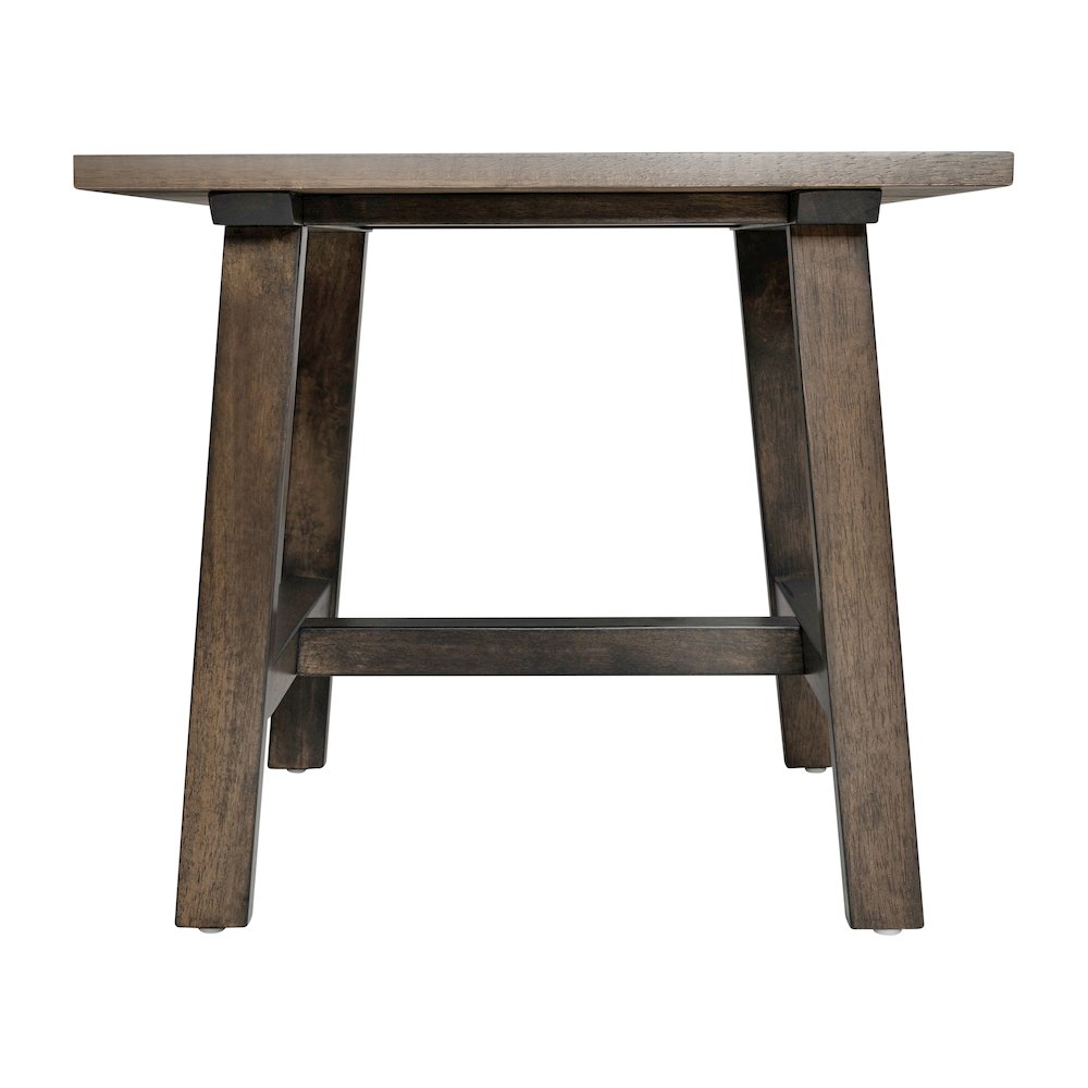 Eli Solid Wood Farmhouse End Table, Trestle Style Accent Table in Dark Gray. Picture 9