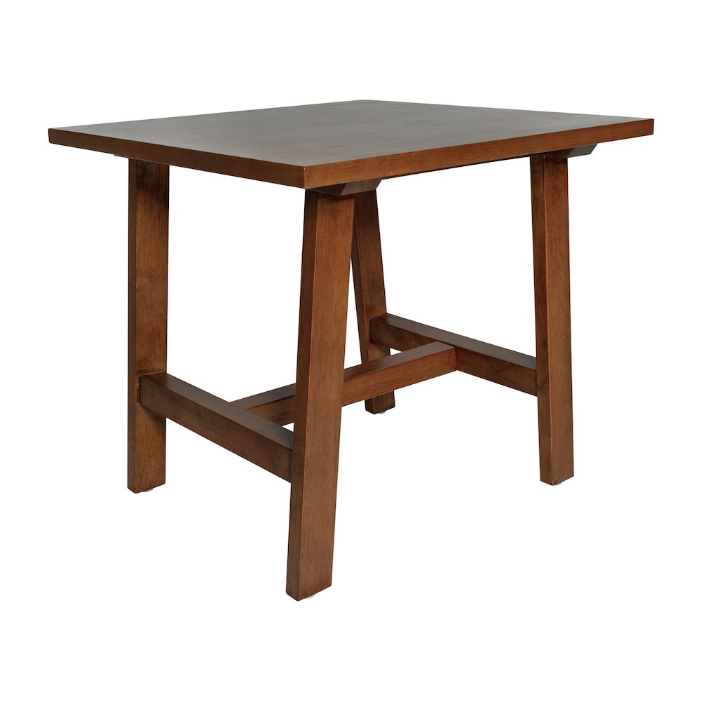 Eli Solid Wood Farmhouse End Table, Trestle Style Accent Table in Walnut. Picture 1