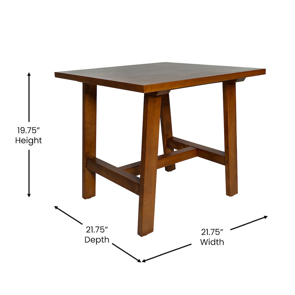 Eli Solid Wood Farmhouse End Table, Trestle Style Accent Table in Walnut. Picture 5