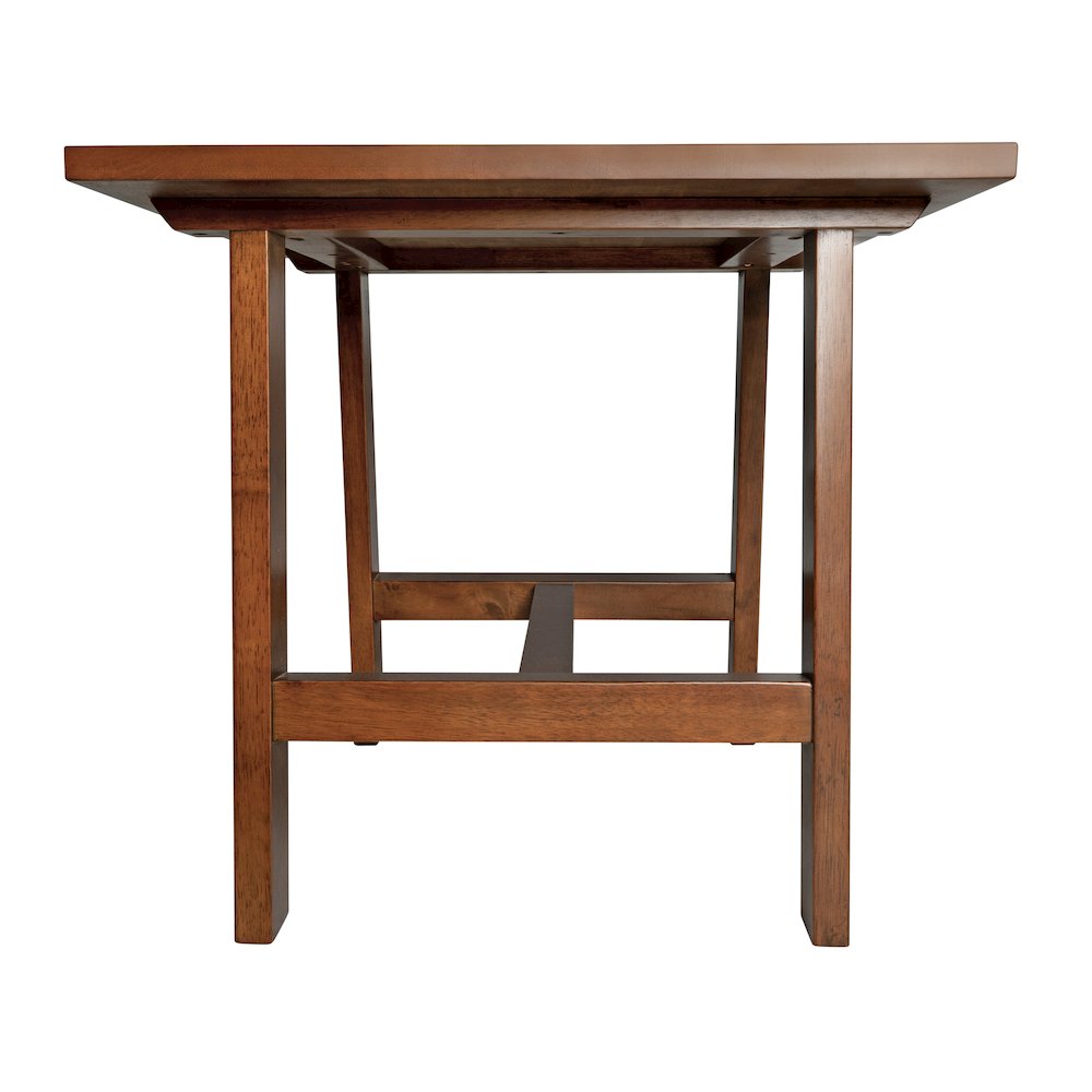 Eli Solid Wood Farmhouse End Table, Trestle Style Accent Table in Walnut. Picture 8