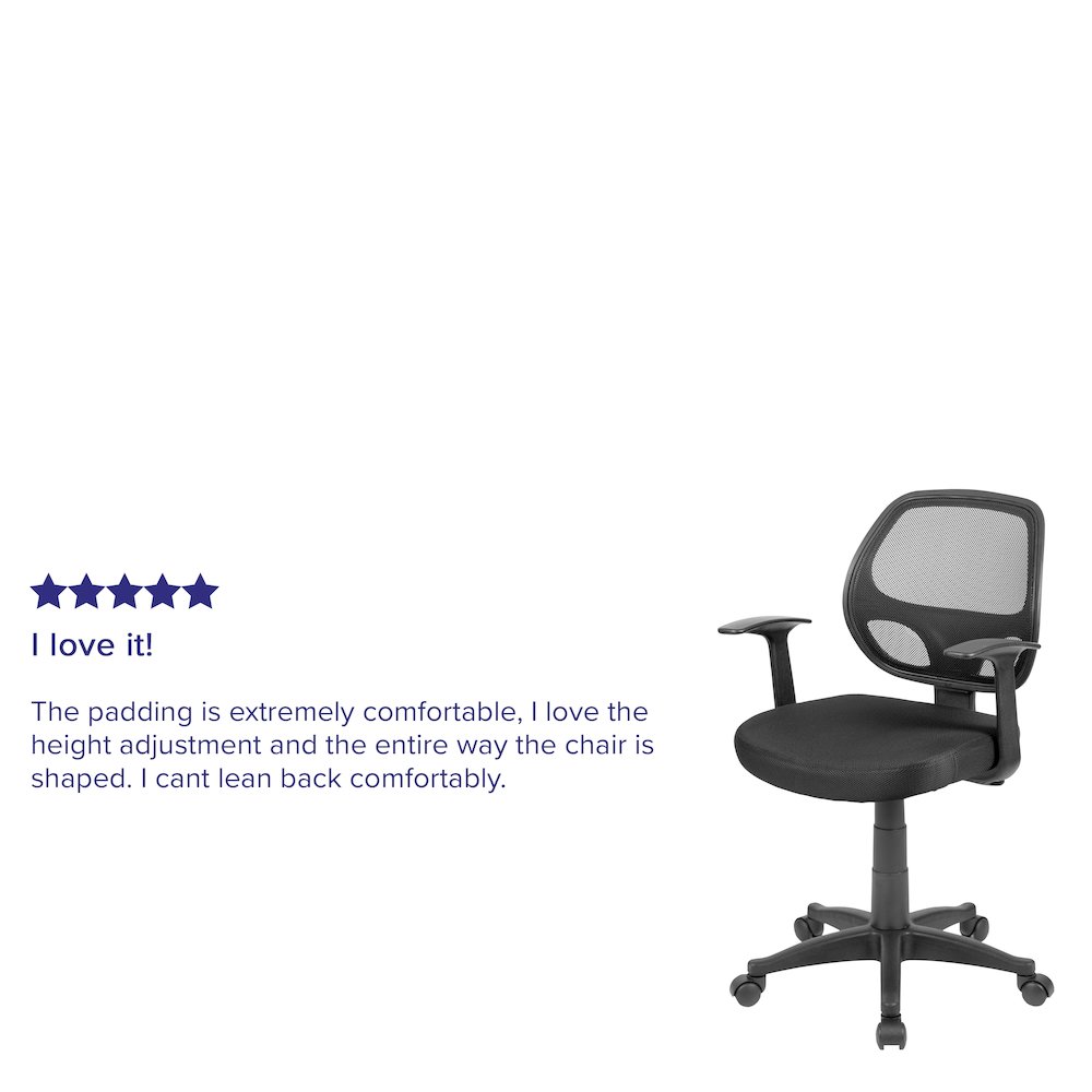 Mid-Back Black Mesh Swivel Ergonomic Task Office Chair with T-Arms - Desk Chair, BIFMA Certified. Picture 14