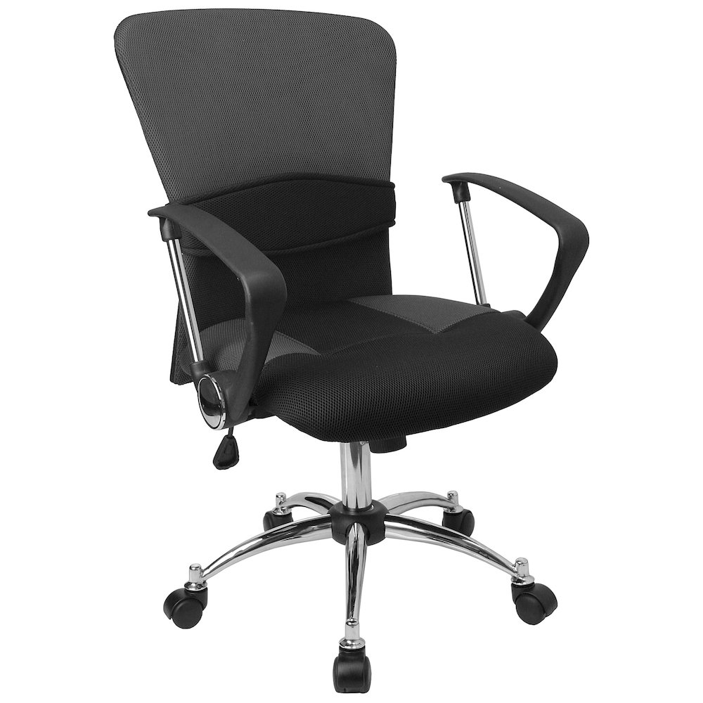 Mid-Back Grey Mesh Swivel Task Office Chair. Picture 1