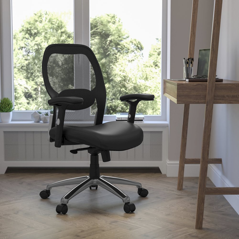 Mid-Back Black Super Mesh Executive Swivel Office Chair. Picture 2