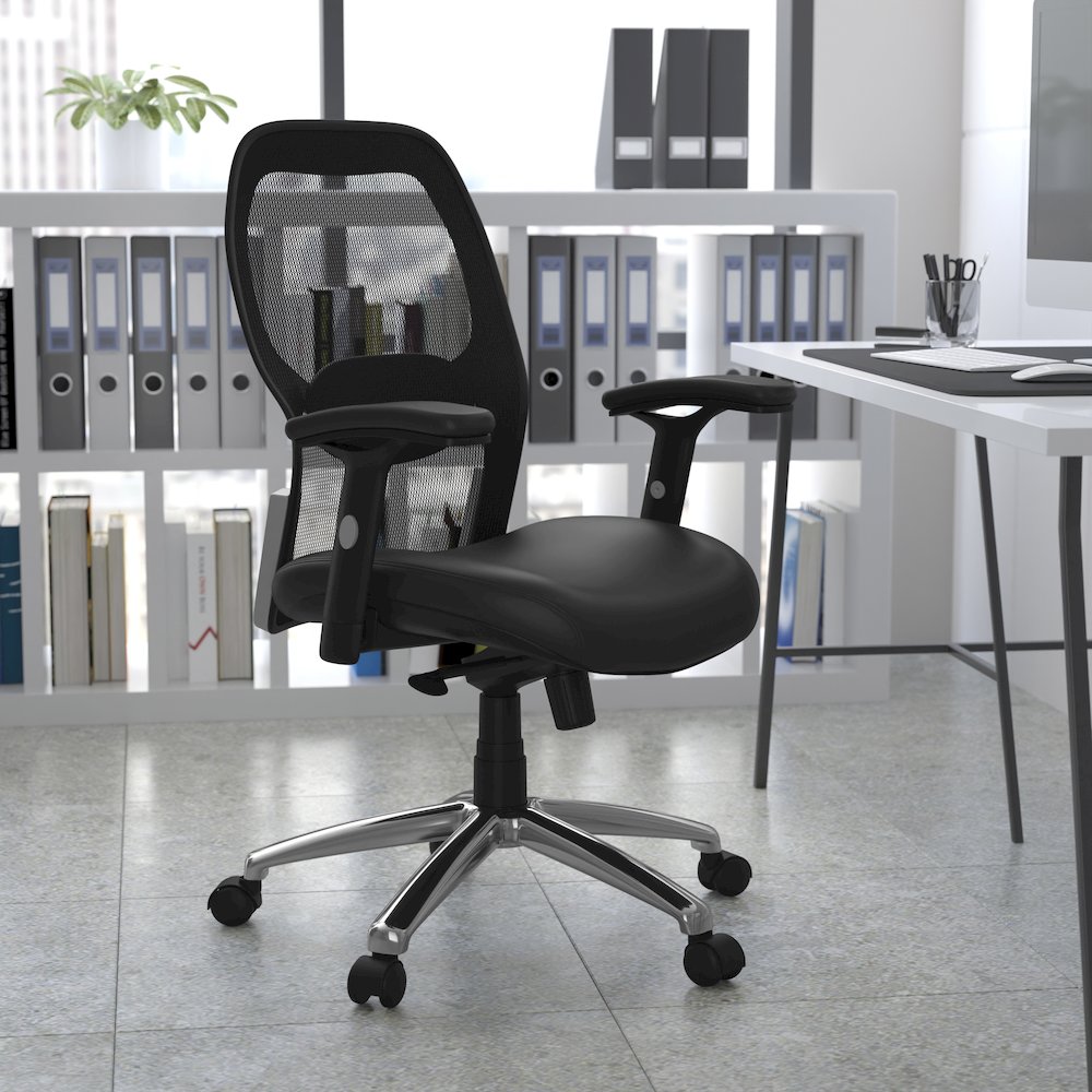 Mid-Back Black Super Mesh Executive Swivel Office Chair. Picture 5