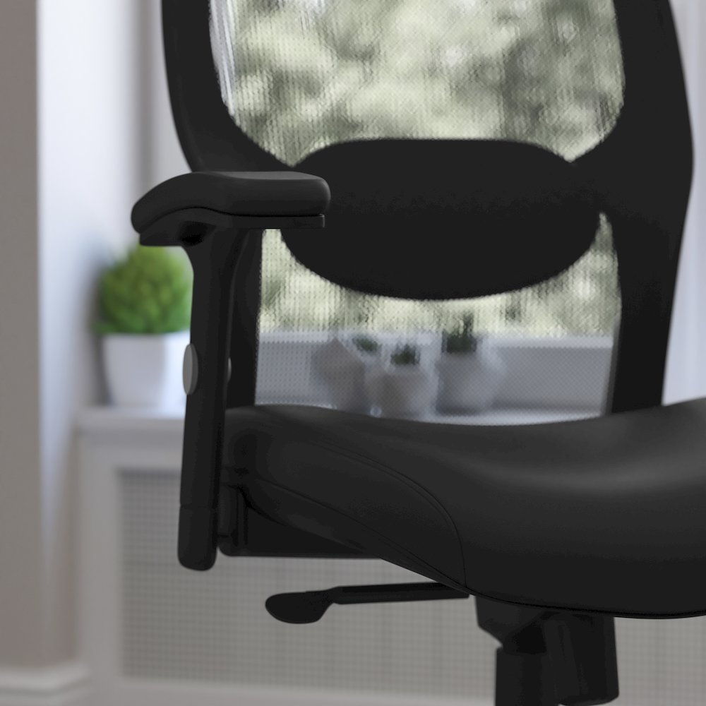 Mid-Back Black Super Mesh Executive Swivel Office Chair. Picture 6