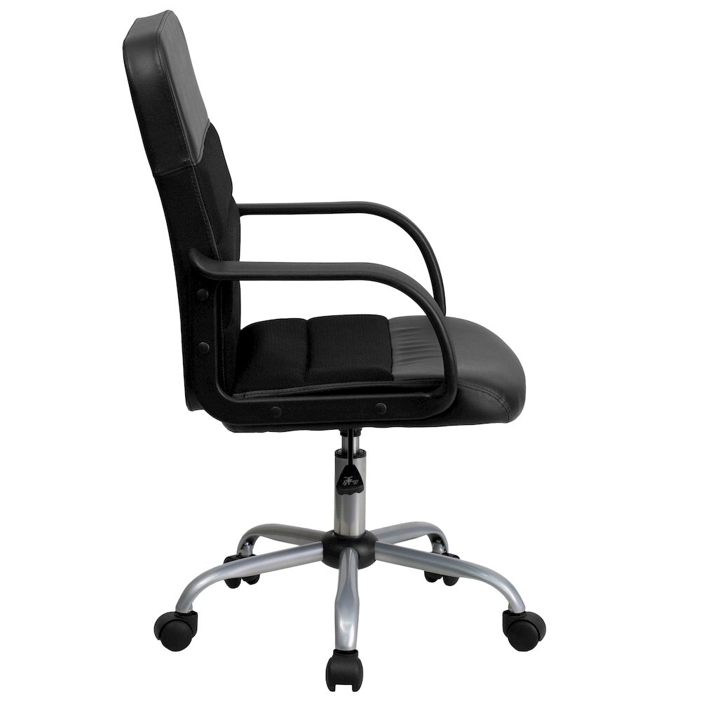 Mid-Back Black LeatherSoft and Mesh Swivel Task Office Chair with Arms. Picture 9