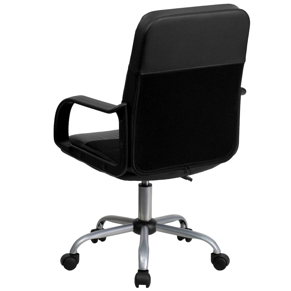 Mid-Back Black LeatherSoft and Mesh Swivel Task Office Chair with Arms. Picture 7