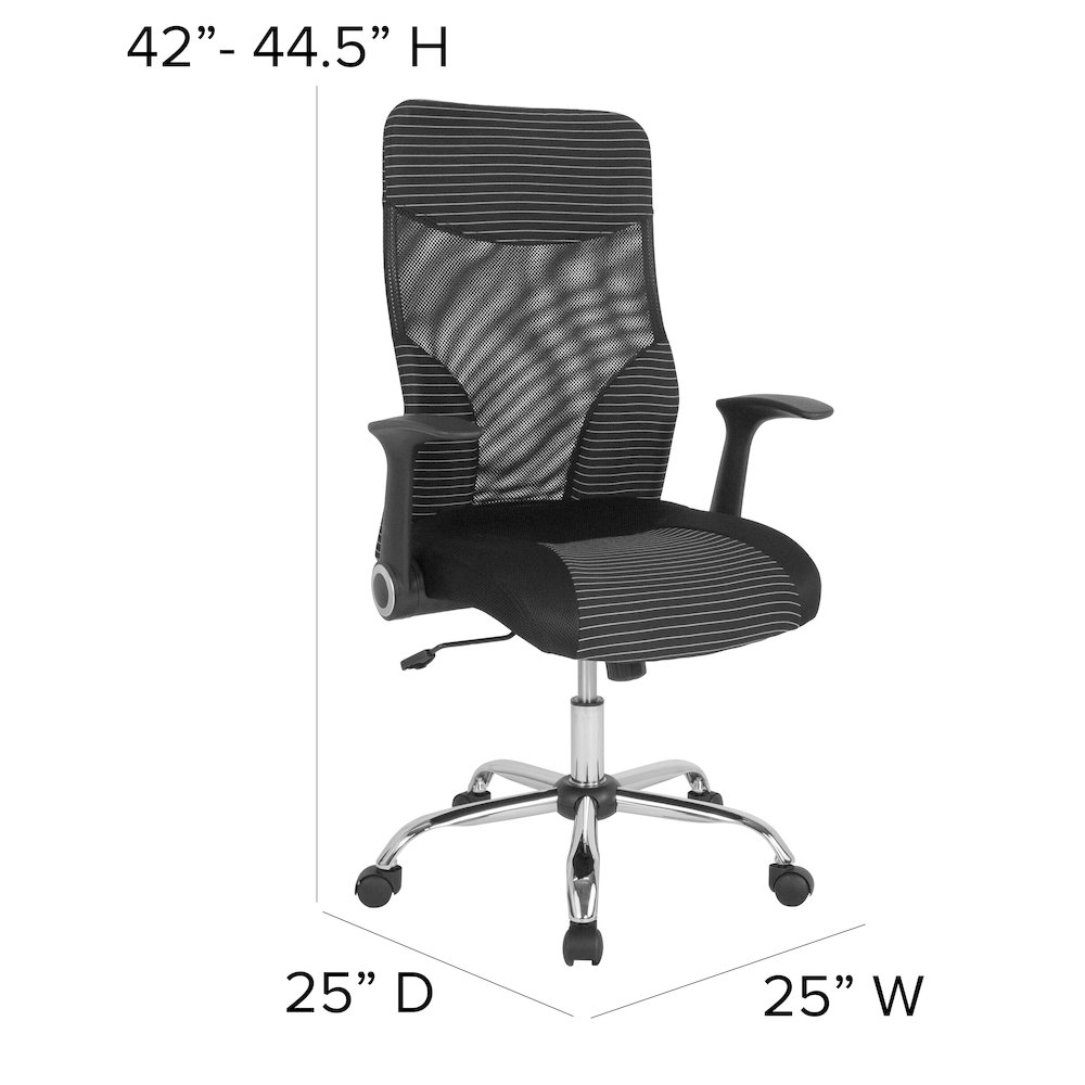 High Back Office Chair with Contemporary Mesh Design in Black and White. Picture 6