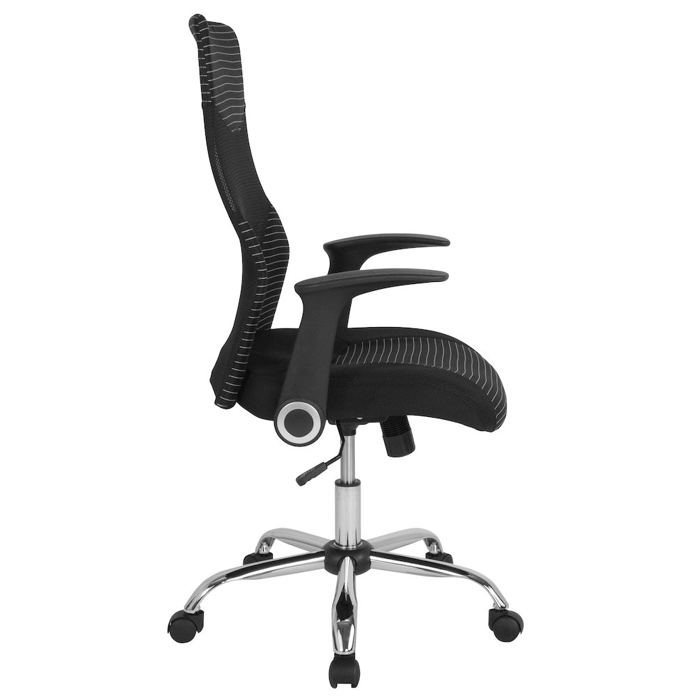 High Back Office Chair with Contemporary Mesh Design in Black and White. Picture 9