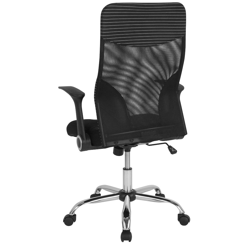 High Back Office Chair with Contemporary Mesh Design in Black and White. Picture 7