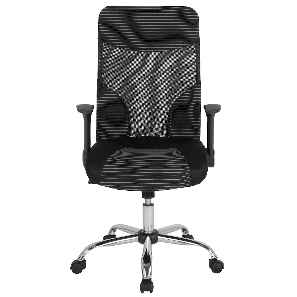 High Back Office Chair with Contemporary Mesh Design in Black and White. Picture 10