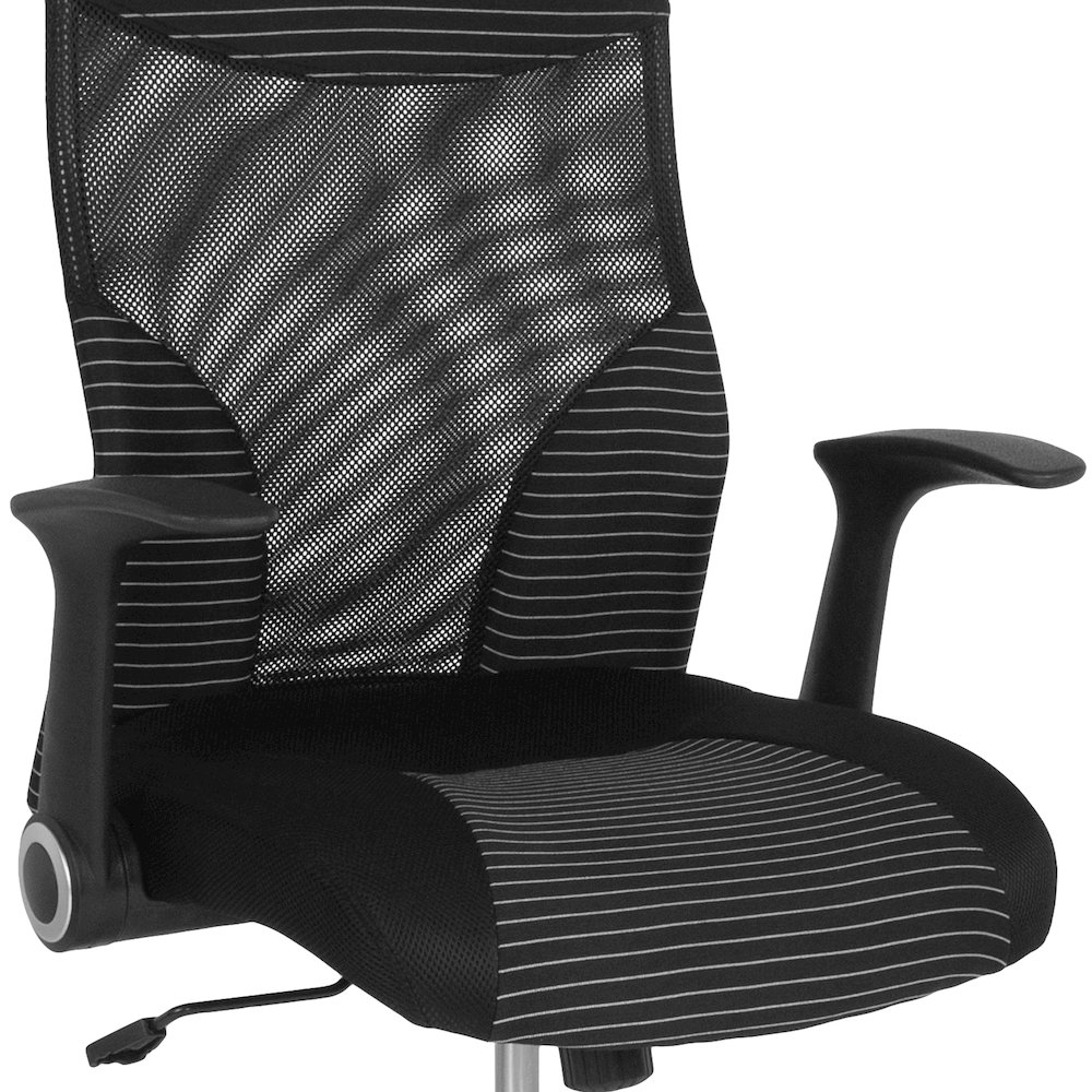 High Back Office Chair with Contemporary Mesh Design in Black and White. Picture 11