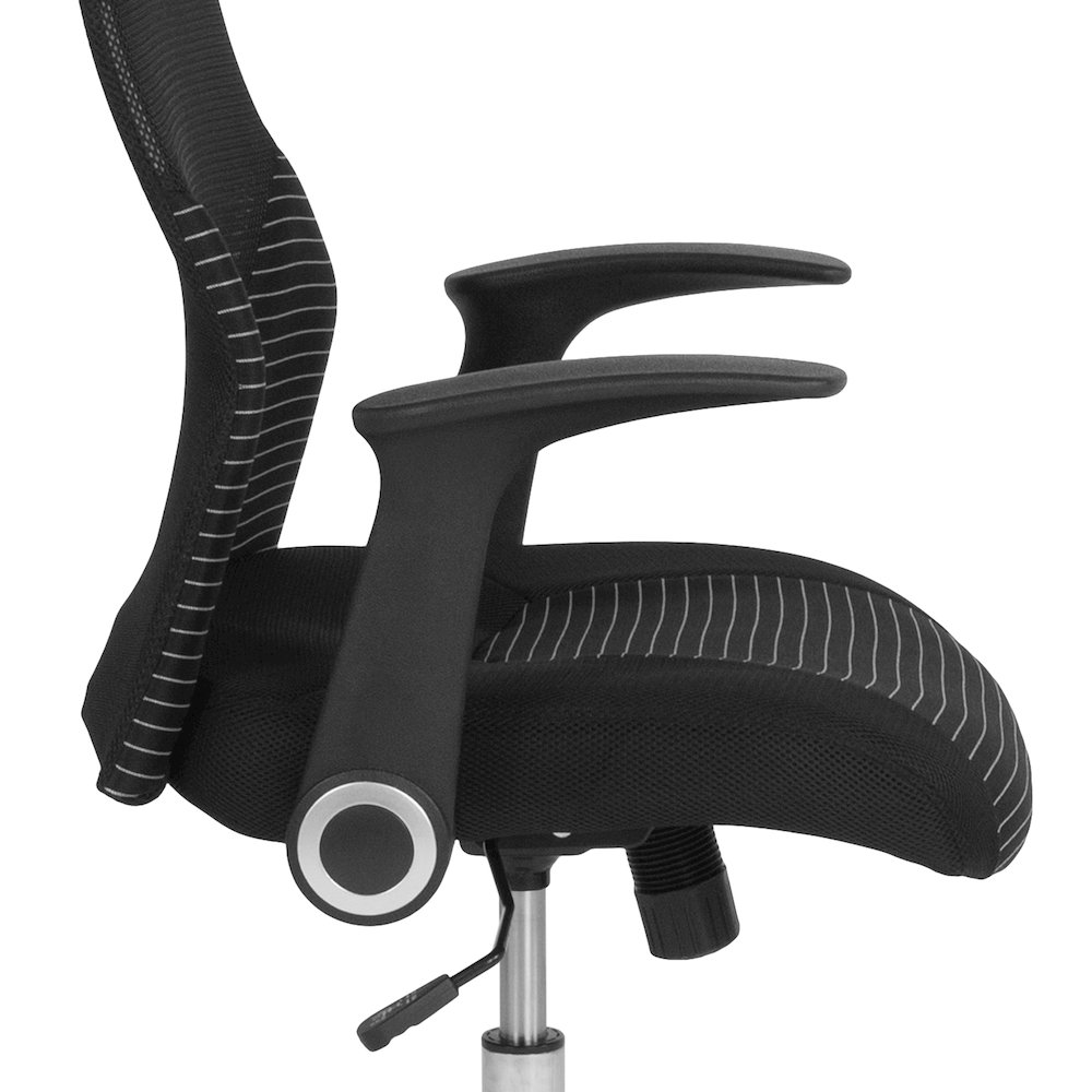 High Back Office Chair with Contemporary Mesh Design in Black and White. Picture 8