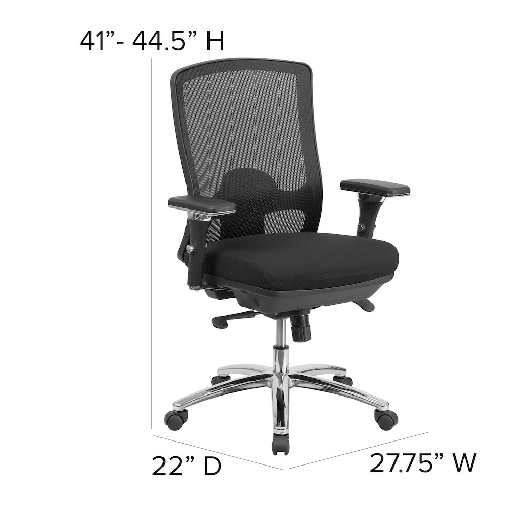 24/7 Intensive Use 350 lb. Rated Black Mesh Multifunction Swivel Office Chair. Picture 7