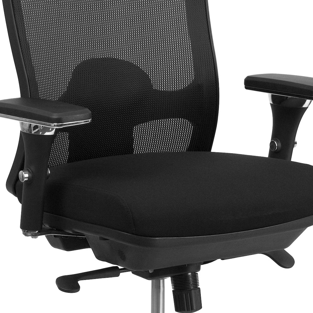 24/7 Intensive Use 350 lb. Rated Black Mesh Multifunction Swivel Office Chair. Picture 9