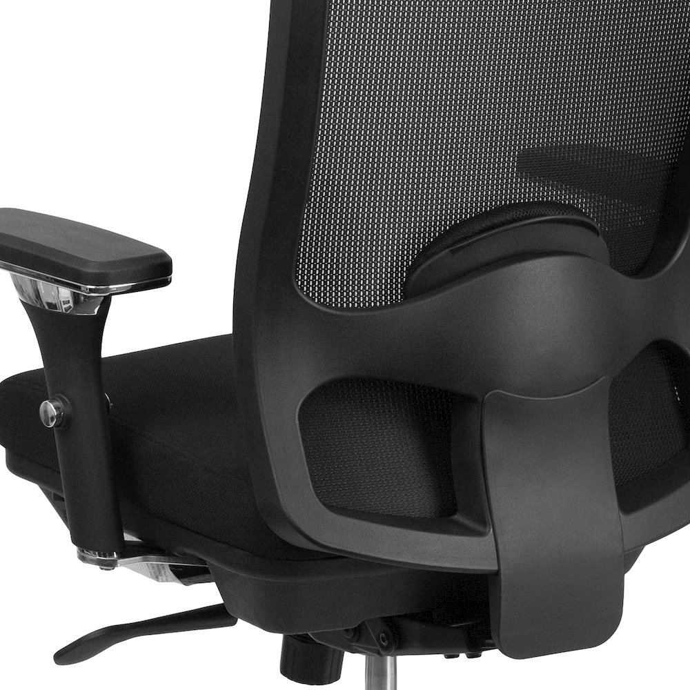 24/7 Intensive Use 350 lb. Rated Black Mesh Multifunction Swivel Office Chair. Picture 12