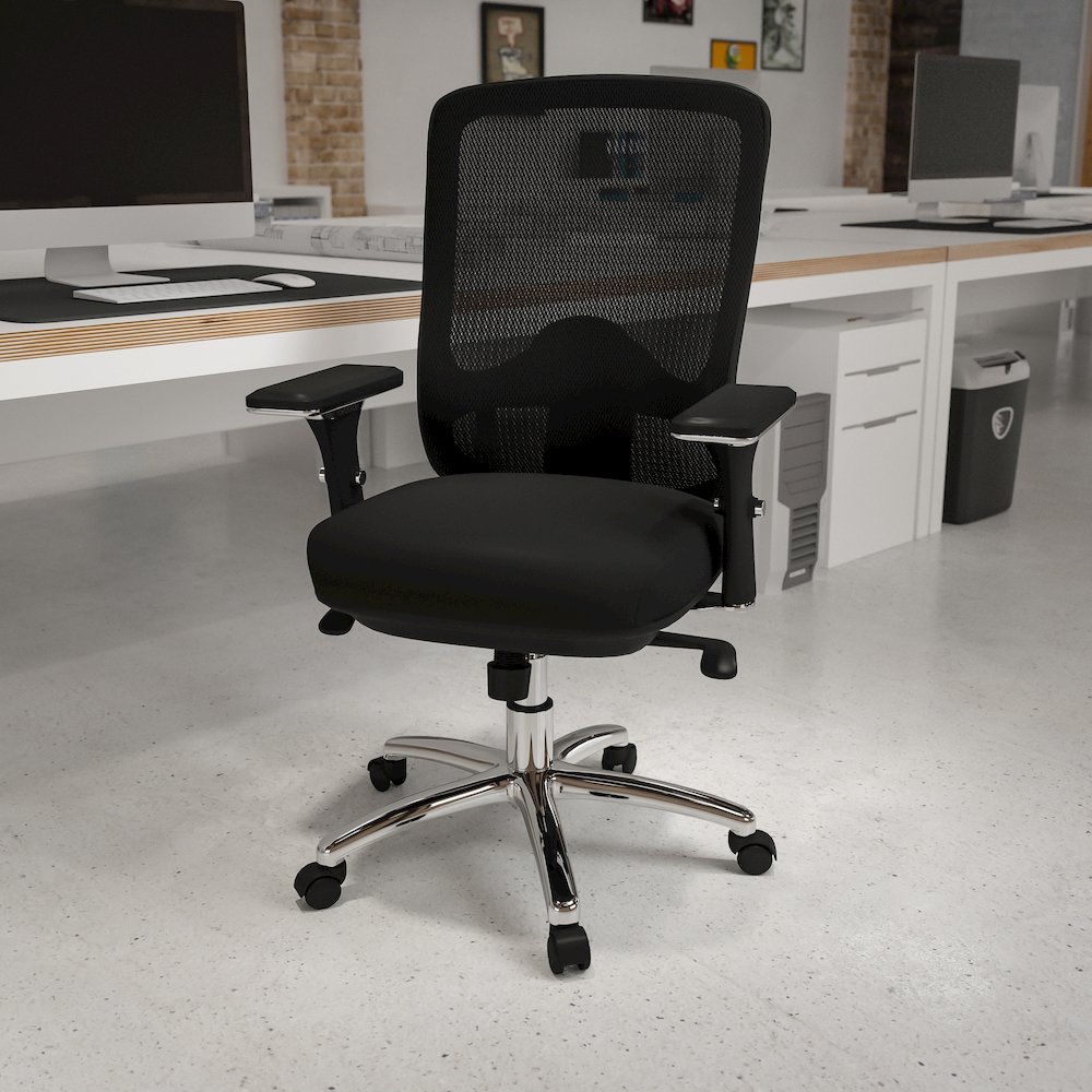 24/7 Intensive Use Big & Tall 350 lb. Rated Black Mesh Multifunction Swivel Ergonomic Office Chair. Picture 6
