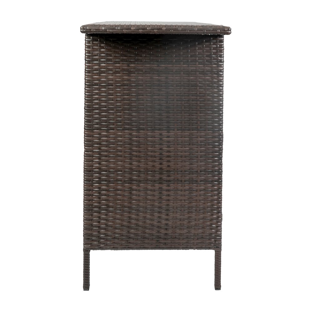 Marco Indoor/Outdoor Patio Wicker Rattan Bar Counter Table with 2 Shelves, Brown. Picture 11