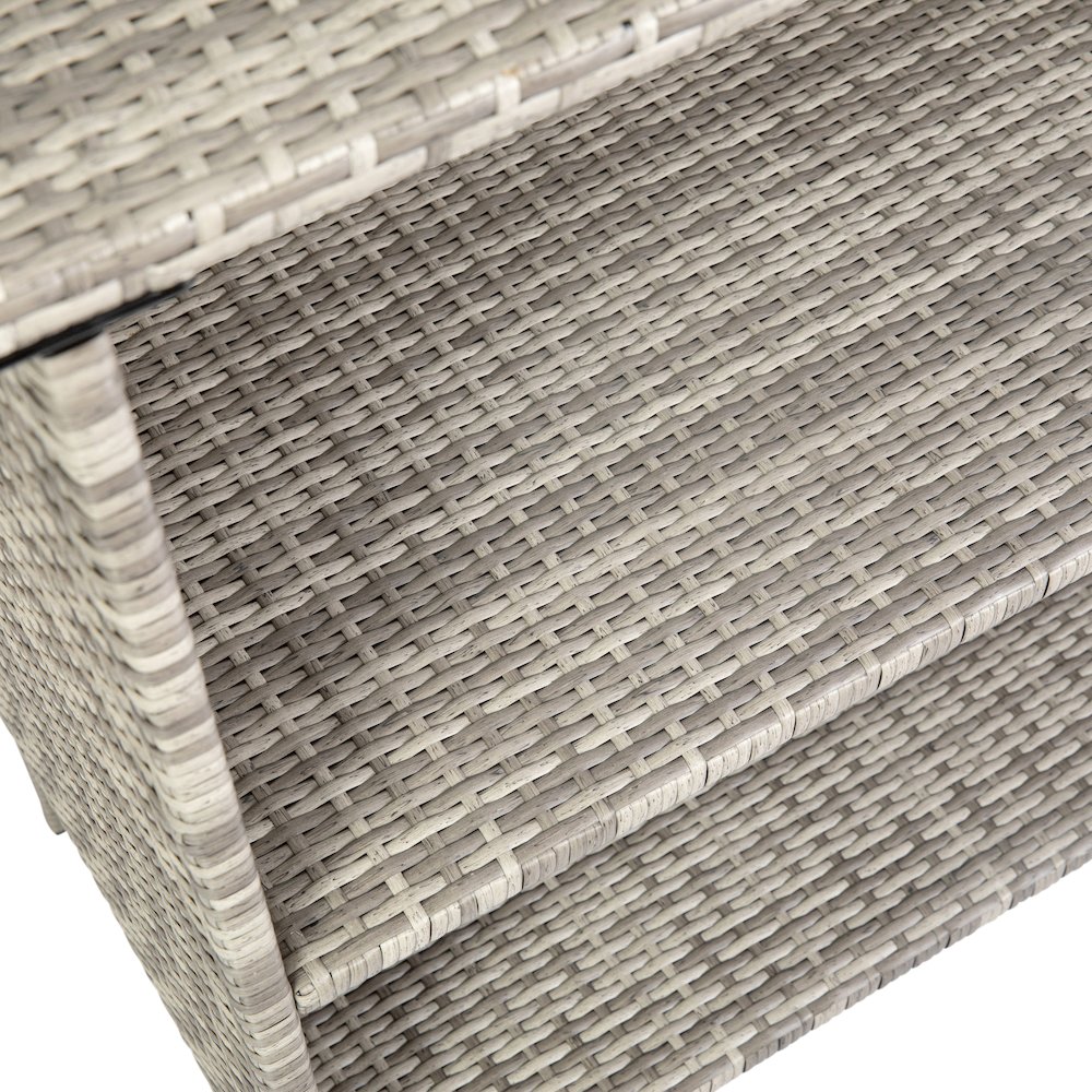 Marco Indoor/Outdoor Patio Wicker Rattan Bar Counter Table with 2 Shelves, Gray. Picture 11
