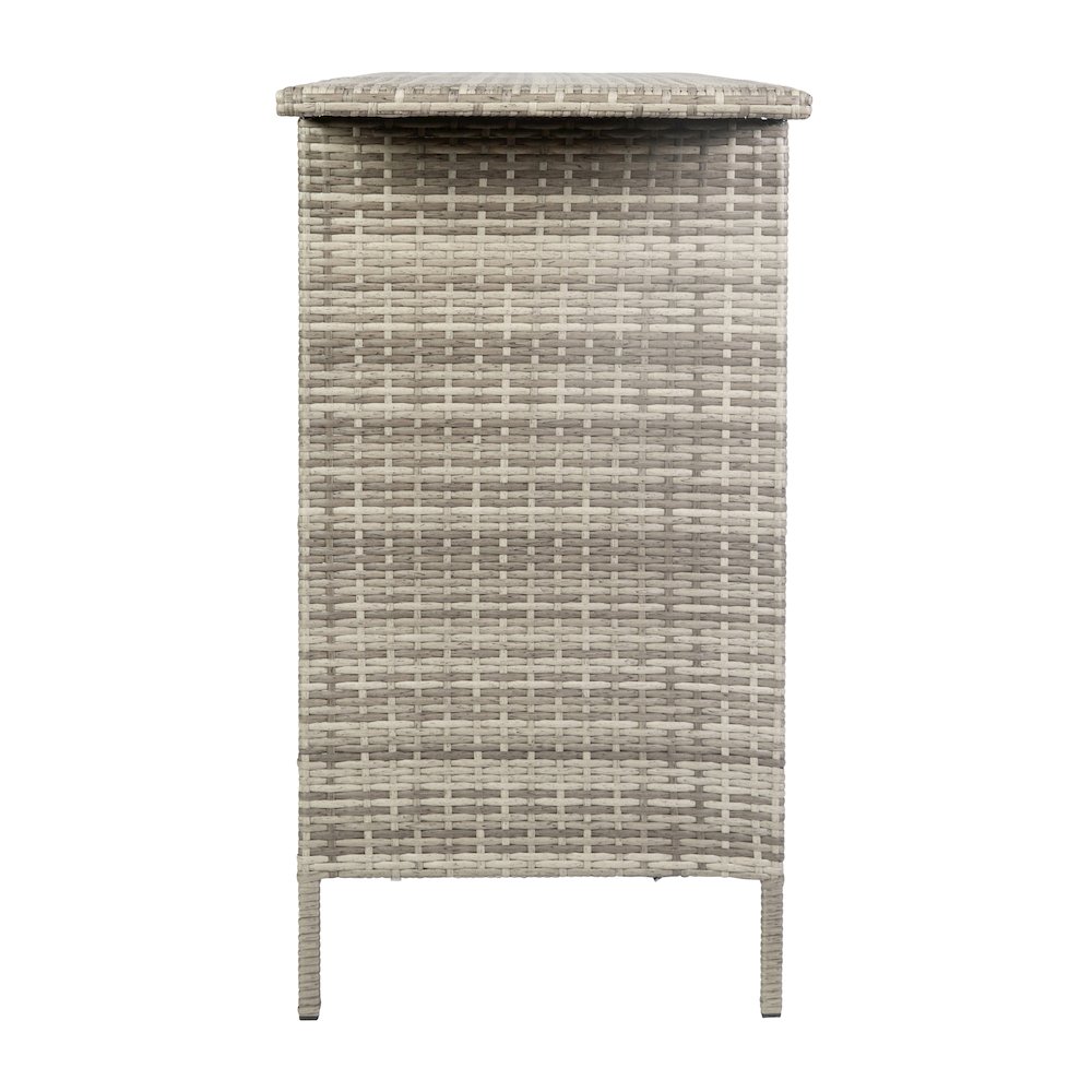 Marco Indoor/Outdoor Patio Wicker Rattan Bar Counter Table with 2 Shelves, Gray. Picture 2