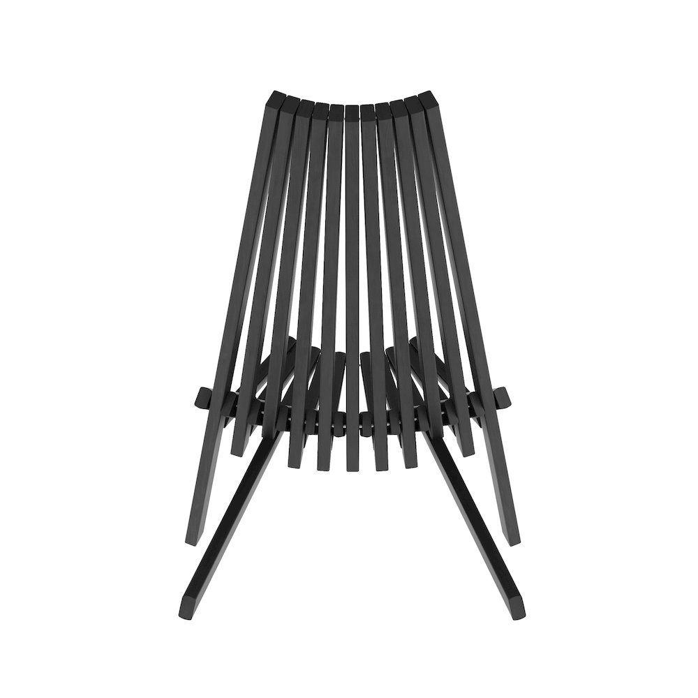 Folding Acacia Wood Chair, Low Profile Lounge for Patio, Porch, Garden, Black. Picture 7