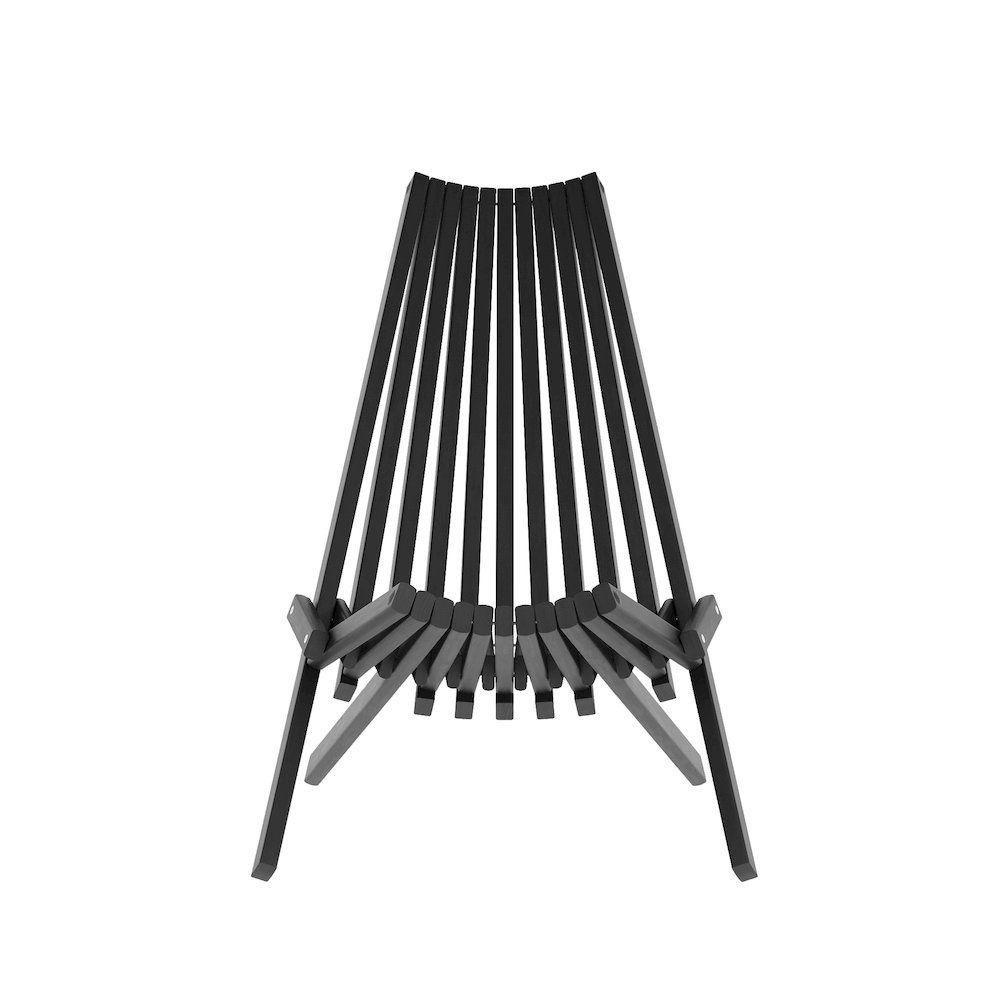Folding Acacia Wood Chair, Low Profile Lounge for Patio, Porch, Garden, Black. Picture 10