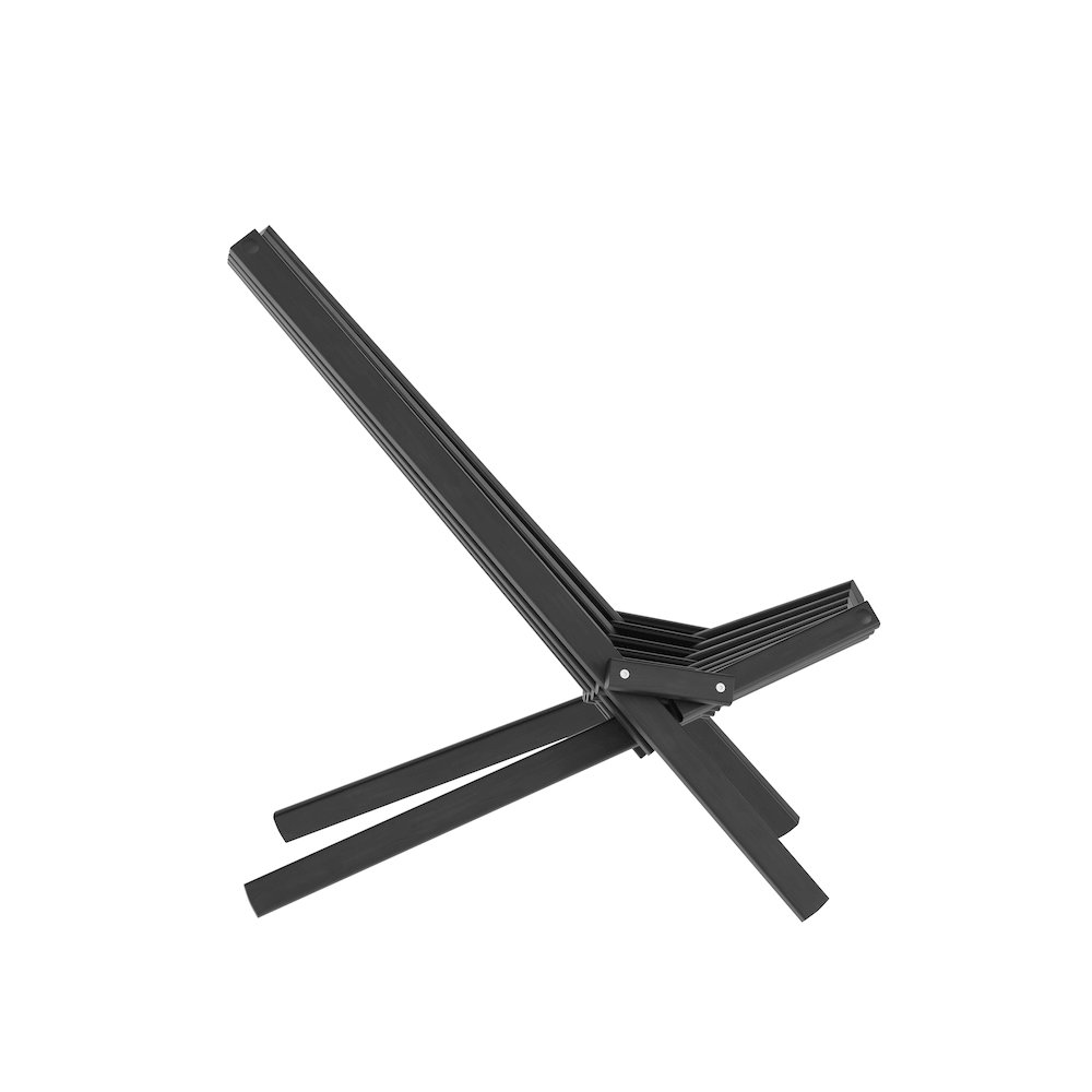 Folding Acacia Wood Chair, Low Profile Lounge for Patio, Porch, Garden, Black. Picture 9
