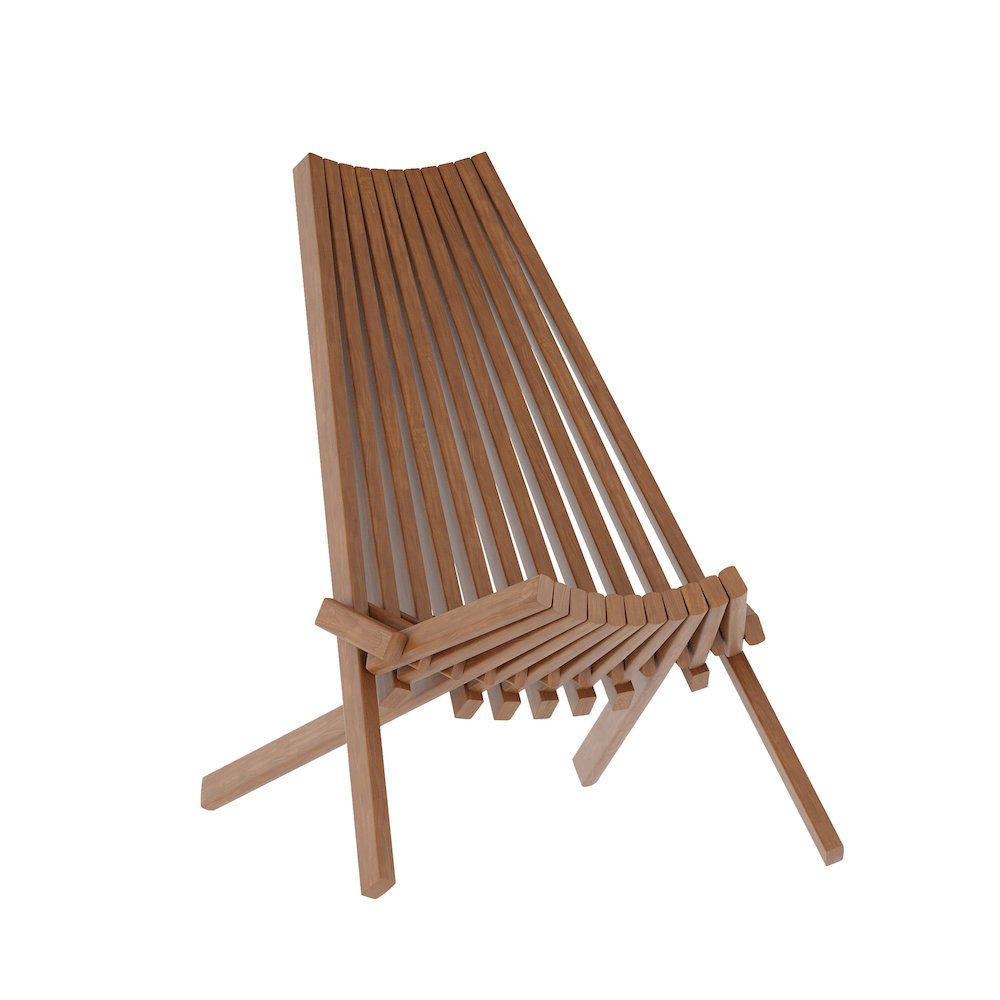 Folding Acacia Wood Chair, Low Profile Lounge for Patio, Porch, Garden, Brown. Picture 1