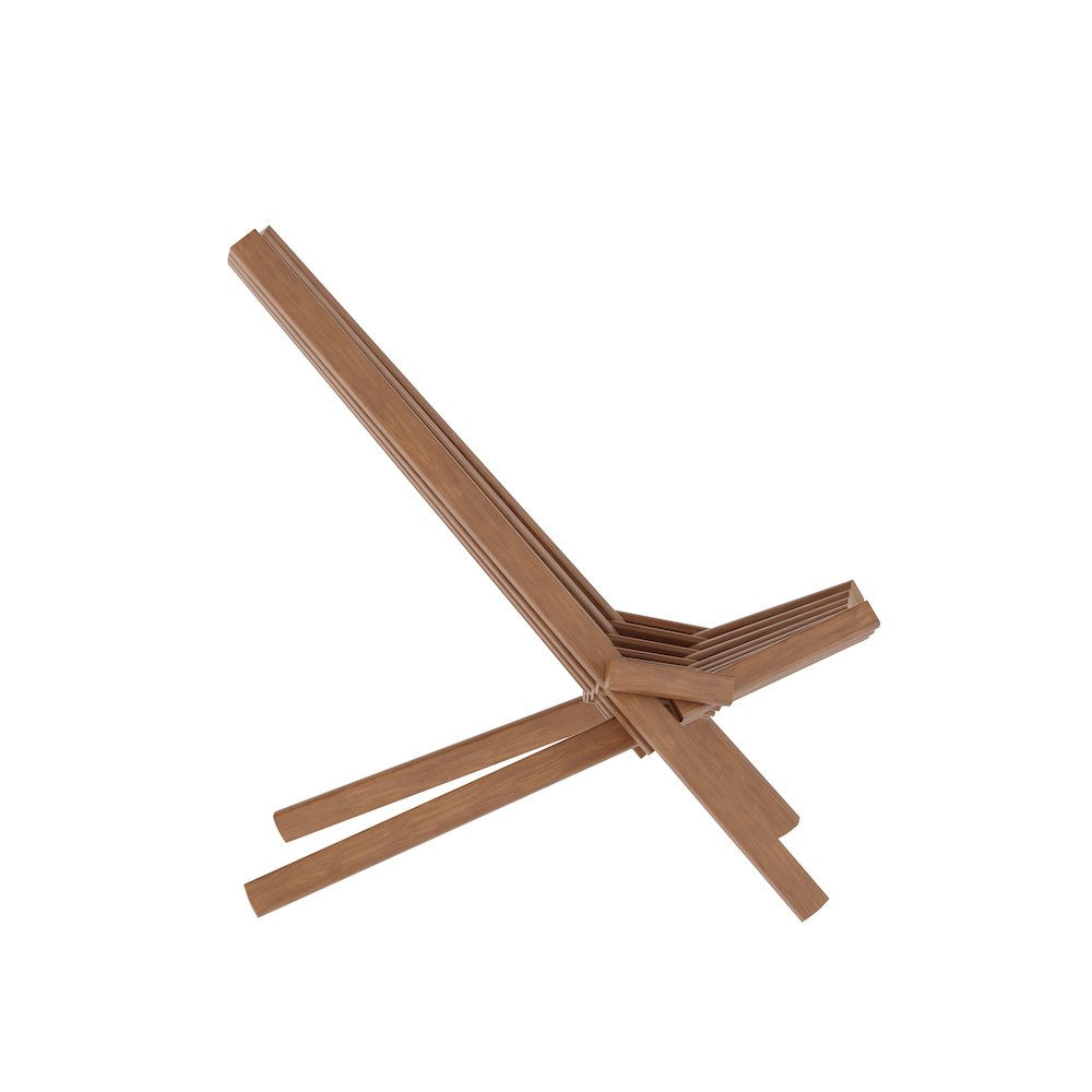 Folding Acacia Wood Chair, Low Profile Lounge for Patio, Porch, Garden, Brown. Picture 9