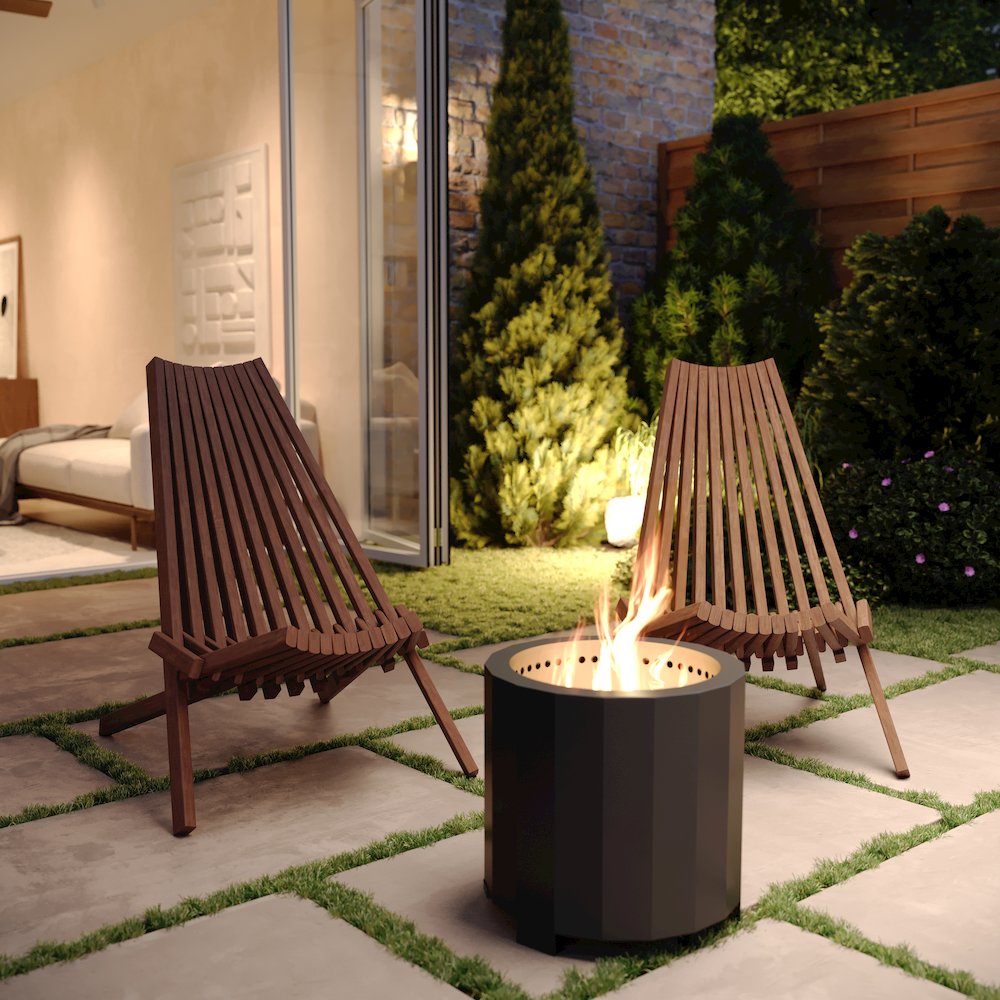 Folding Acacia Wood Chair, Low Profile Lounge for Patio, Porch, Garden, Brown. Picture 6