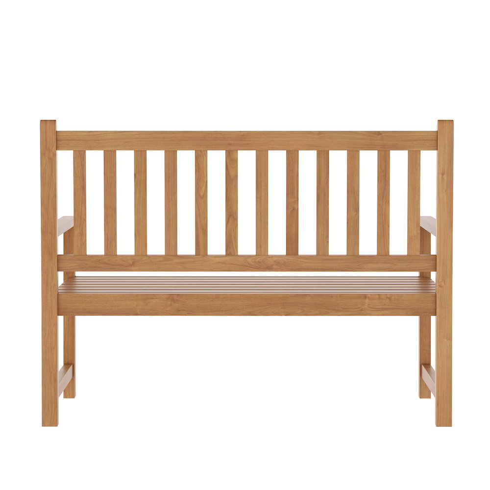 Patio Acacia Wood Bench, 2-Person Slatted Seat Loveseat , Brown. Picture 6