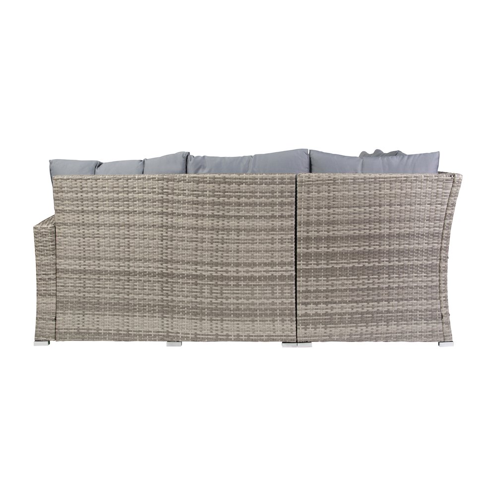 Set With L-Shaped Sofa and Table With Faux Wood Top, Gray Cushions/Gray Frame. Picture 9