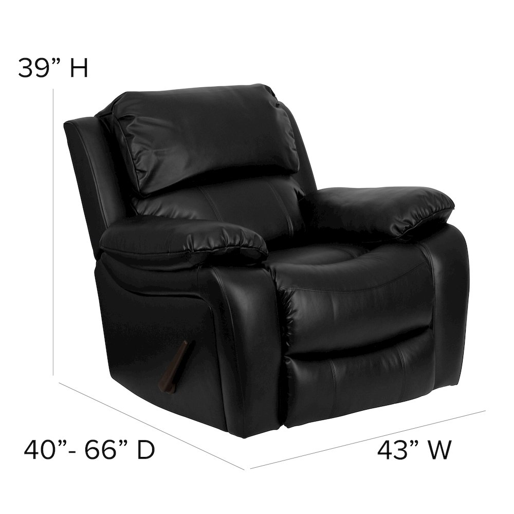 Black LeatherSoft Rocker Recliner + Headrest Cover. Picture 5