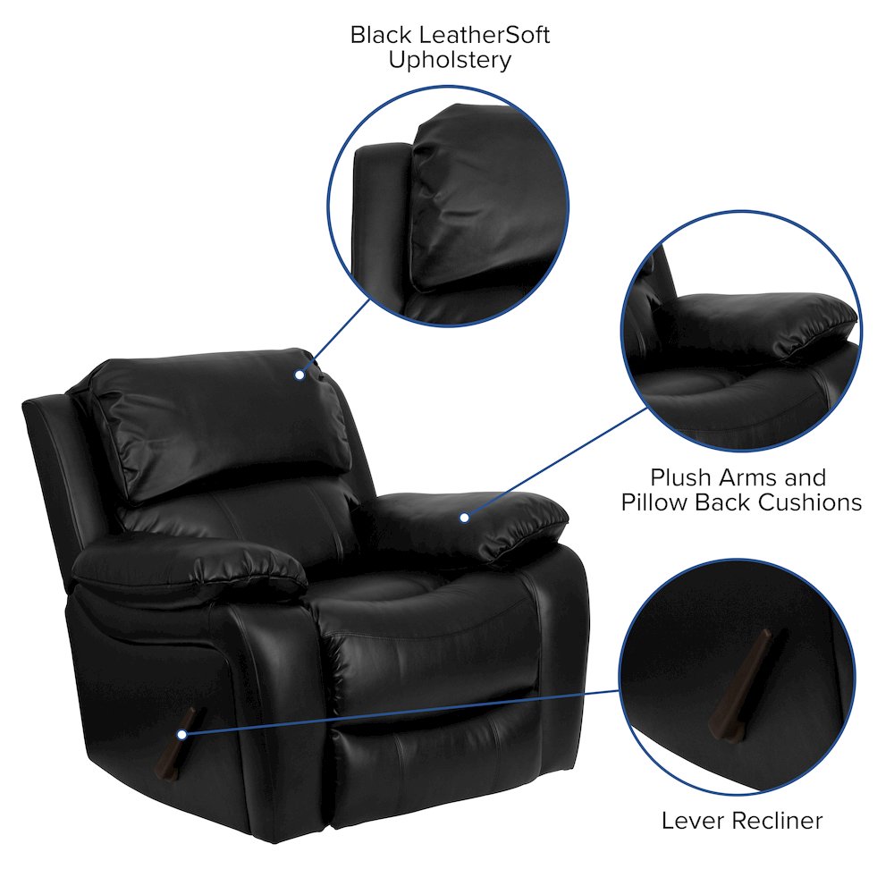 Black LeatherSoft Rocker Recliner. Picture 5