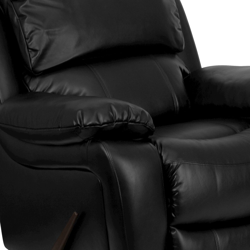 Black LeatherSoft Rocker Recliner + Headrest Cover. Picture 10