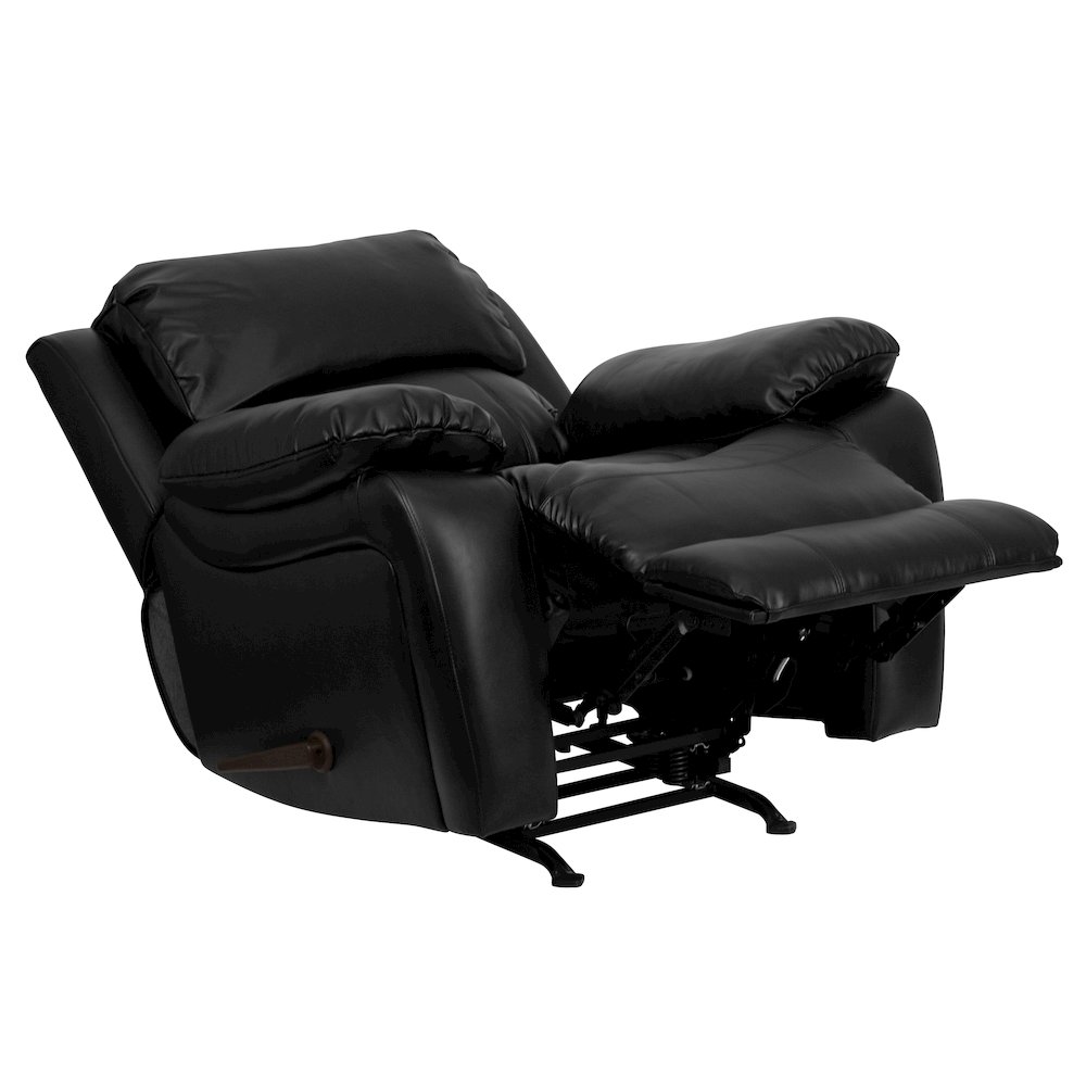 Black LeatherSoft Rocker Recliner + Headrest Cover. Picture 12