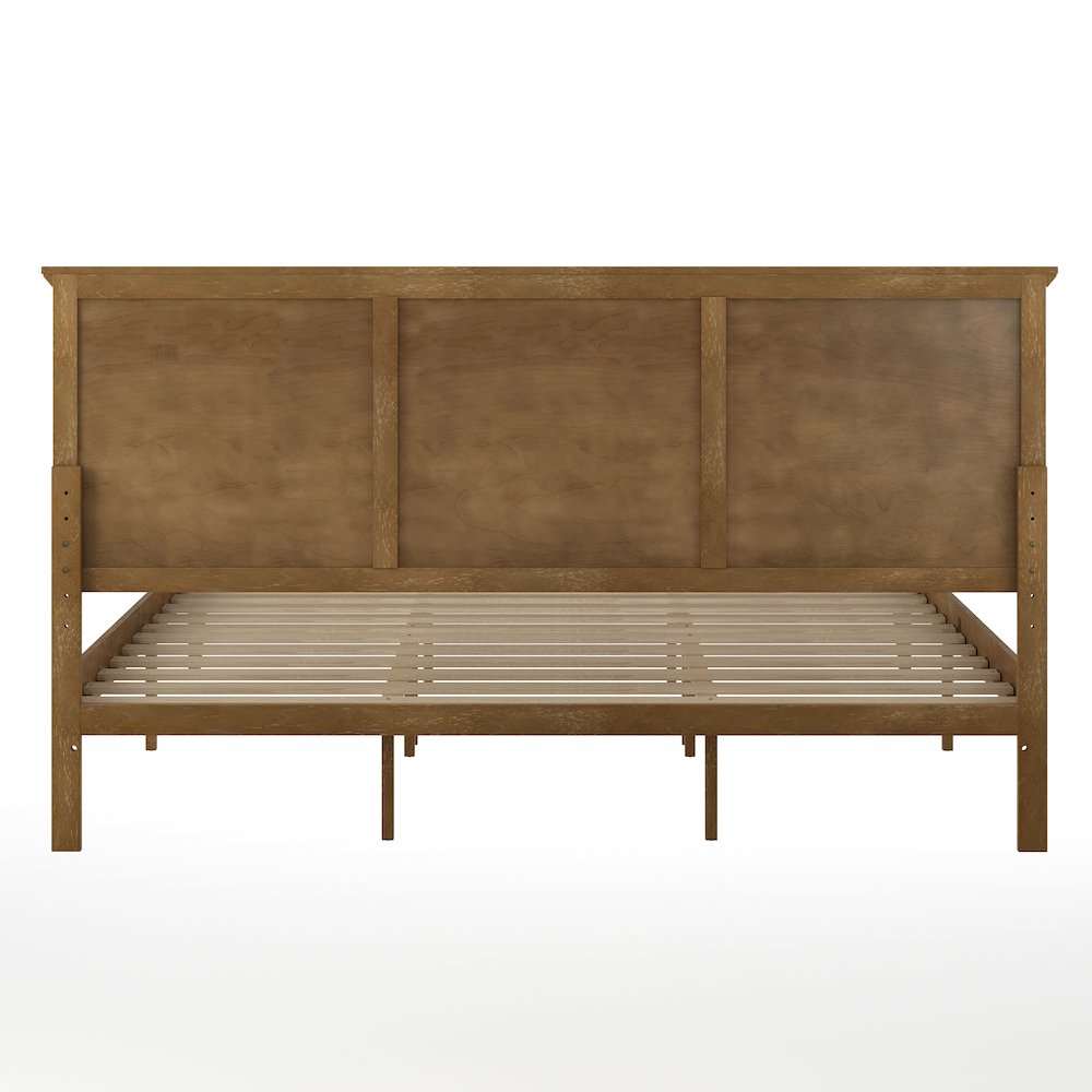 King Size Solid Wood Platform Bed Frame, Light Brown. Picture 7