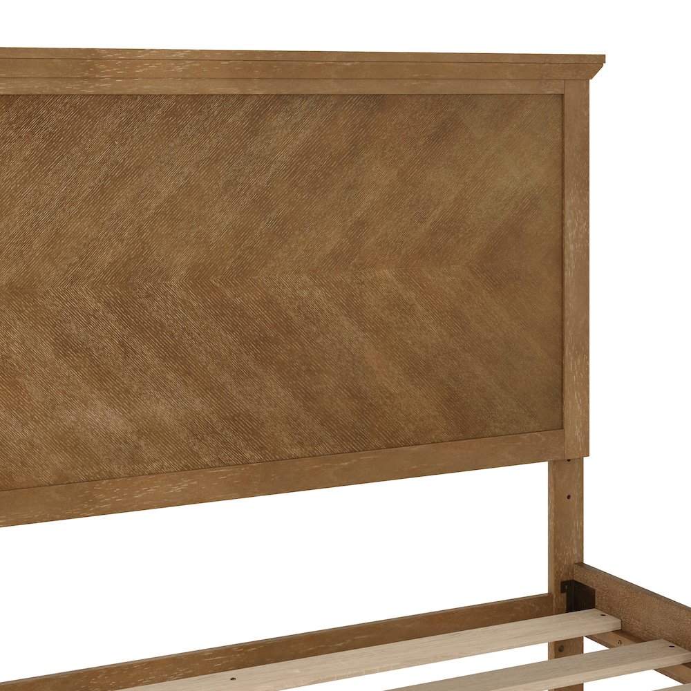 King Size Solid Wood Platform Bed Frame, Light Brown. Picture 8