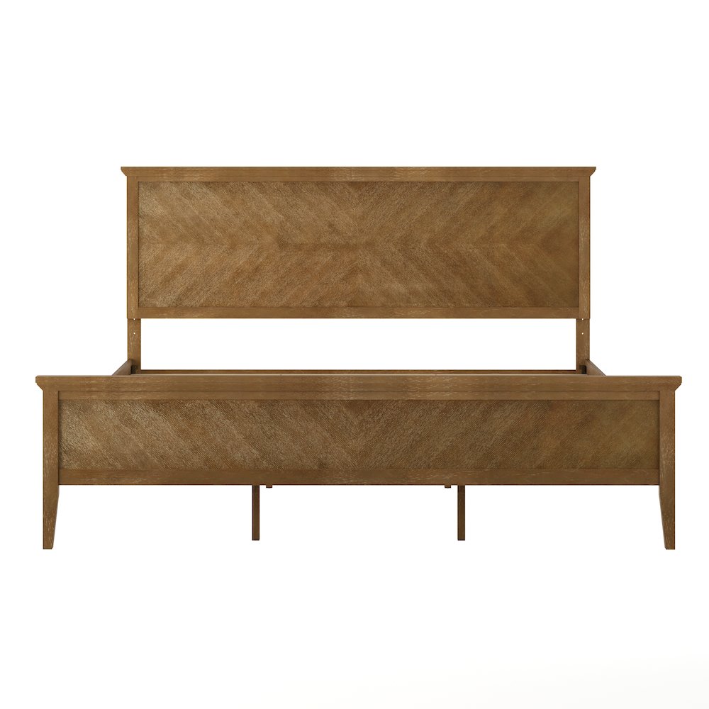 King Size Solid Wood Platform Bed Frame, Light Brown. Picture 10