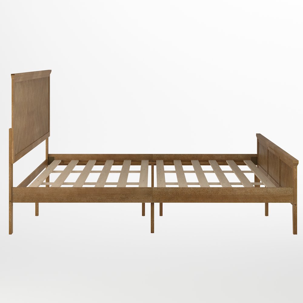 King Size Solid Wood Platform Bed Frame, Light Brown. Picture 9