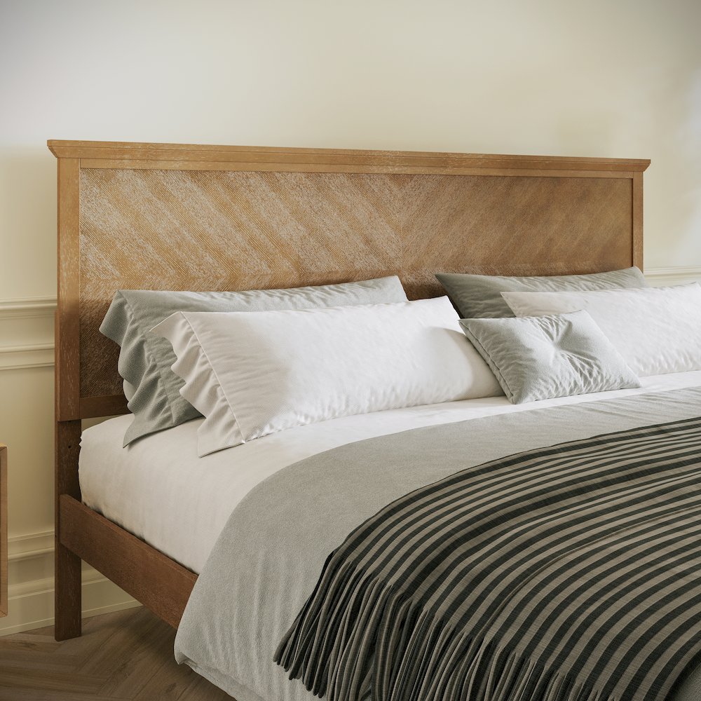 King Size Solid Wood Platform Bed Frame, Light Brown. Picture 6
