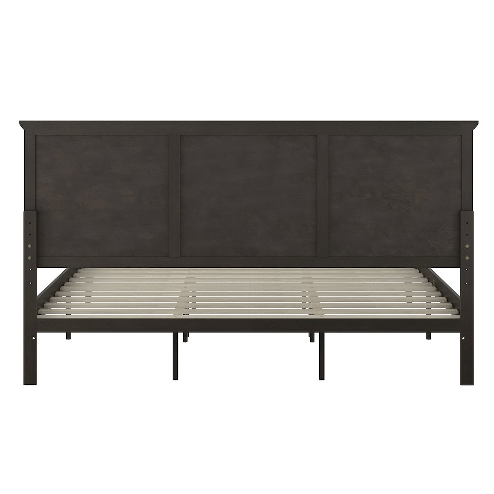 King Size Solid Wood Platform Bed Frame, Dark Gray. Picture 7