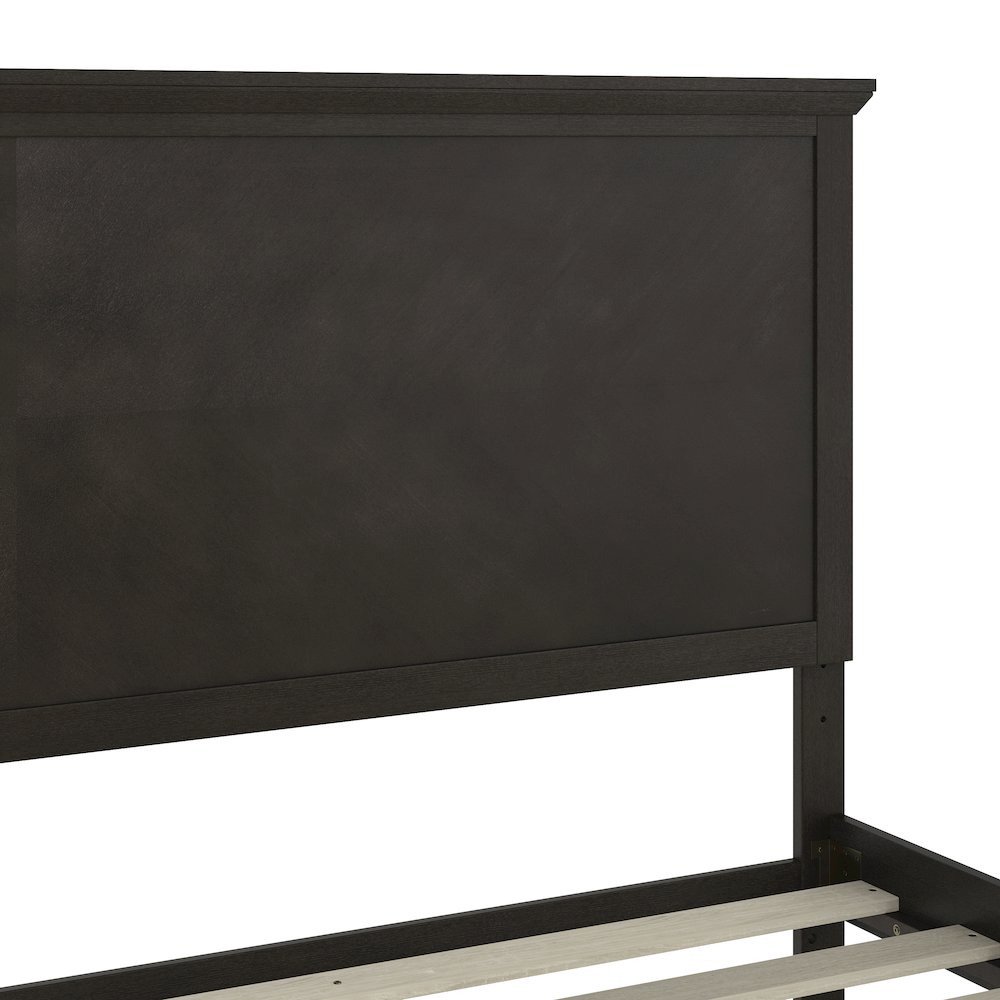 King Size Solid Wood Platform Bed Frame, Dark Gray. Picture 8