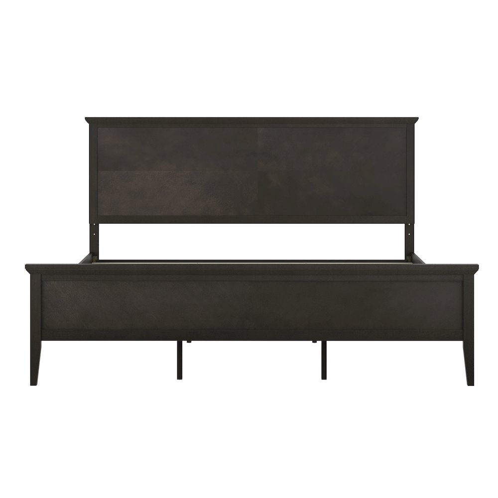 King Size Solid Wood Platform Bed Frame, Dark Gray. Picture 10